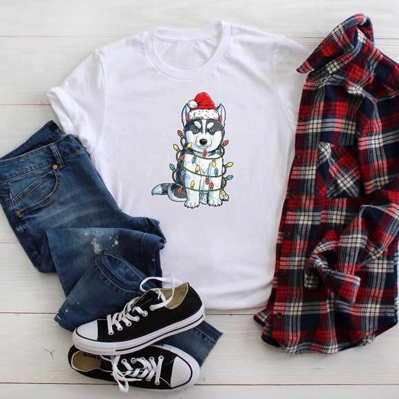 Christmas Wolf Lights Shirt, Christmas Shirt, Funny Christmas Shirt - Picture 1 of 2